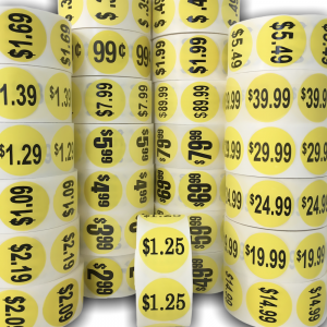 1000 1.5″ Round Retail Pricing Stickers – Pick your Price!
