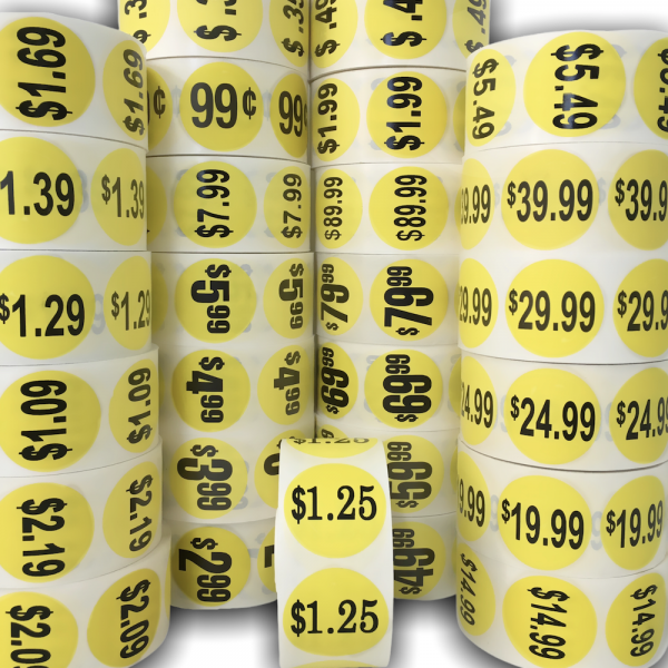 1000 1.5″ Round Retail PRICE POINT Stickers – Pick your Price!