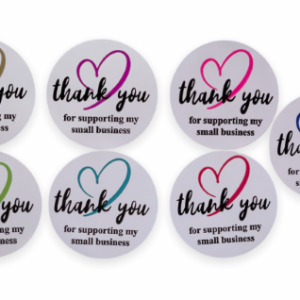 White Thank You Stickers<br> 1 3/8 inch Circle<br> 300 Labels Per Roll