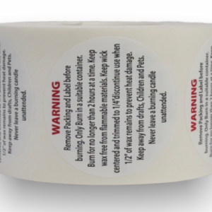 Red Warning Candle Stickers<br> 1.5 inch Round<br> 500 Labels Per Roll