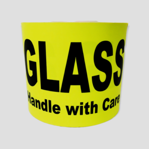 Yellow Glass Handle with Care Stickers<br> 4 inch x 6 inch<br> 250 Labels Per Roll