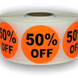 50 Percent Off Labels<br> 1.5 inch Round<br> 1,000 Labels Per Roll