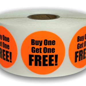 1000 BOGO Labels - Buy One Get One Free - 1.5" Circle