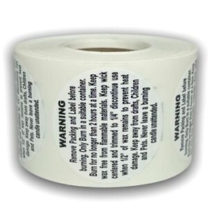 Candle Warning Stickers<br> 2 inch Round<br> 500 Labels Per Roll