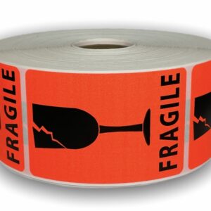 Broken Glass Fragile Stickers<br> 2 inch x 3 inch<br> 500 Labels Per Roll