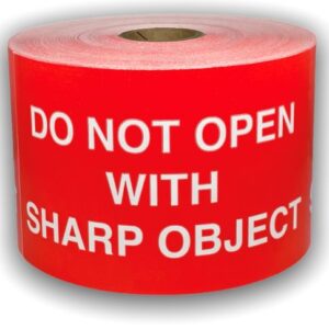 DO NOT OPEN SHARP OBJECTS<br> 3 inch x 5 inch<br> 300 Labels Per Roll