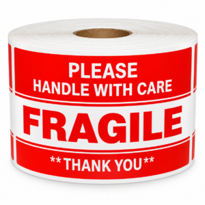 Fragile Handle with Care Stickers<br> 3 inch x 5 inch<br> 250 Labels Per Roll