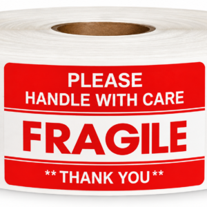 Fragile Handle with Care Stickers<br> 2 inch x 3 inch<br> 500 Labels Per Roll
