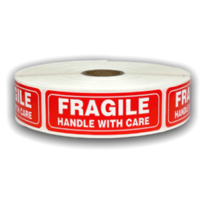 Fragile Handle with Care Labels<br> 1 inch x 3 inch<br> 300 Labels Per Roll