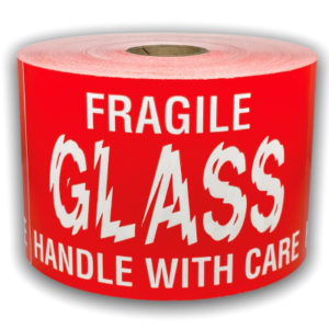 Broken Glass Handle with Care<br> 3 inch x 5 inch<br> 300 Labels Per Roll