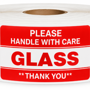 Glass Handle with Care Stickers<br> 2 inch x 3 inch<br> 500 Labels Per Roll