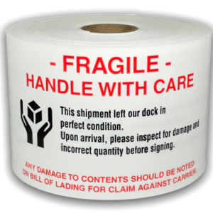 Fragile Handle with Care<br> 3 inch x 5 inch<br> 300 Labels Per Roll