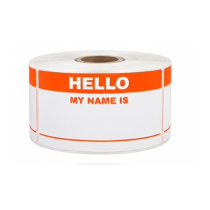 Orange Hello My Name Is<br> 2 inch x 3.5 inch<br> 500 Labels Per Roll