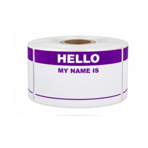 Purple Hello My Name Is<br> 2 inch x 3.5 inch<br> 500 Labels Per Roll
