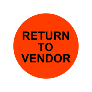 Return To Vendor Stickers<br> 2 inch Round, Red<br> 500 Labels Per Roll