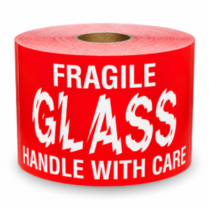 Broken Glass Handle with Care<br> 3 inch x 5 inch<br> 300 Labels Per Roll