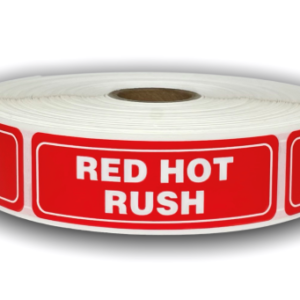 Red Hot Rush Labels<br> 1 inch x 3 inch<br> 500 Labels Per Roll