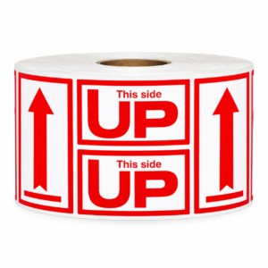 This Side Up Arrow Stickers<br> 4 inch x 9 inch<br> 250 Labels Per Roll