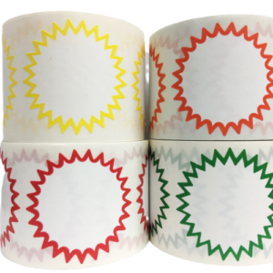 Choose Your Border Color | 2" Starburst Labels | Self-adhesive | 500 Labels Per Roll