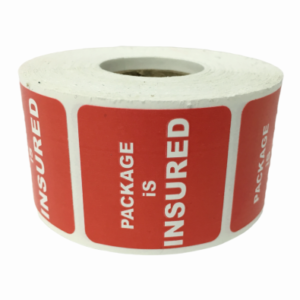 Package Is Insured Stickers<br> 1.5 inch x 1.5 inch<br> 300 Labels Per Roll