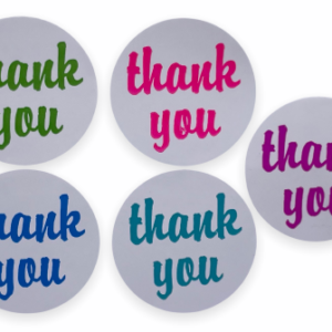 White Thank You Stickers<br> 1.5 inch Circle<br> 300 Labels Per Roll