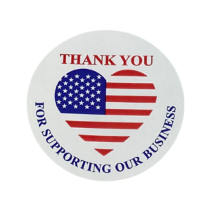 American Flag Thank You Stickers<br> 2 inch Round<br> 300 Labels Per Roll