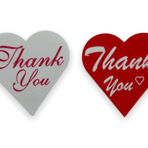 Heart Shaped Thank You Stickers<br> 1 1/8 inch<br> 300 Labels Per Roll