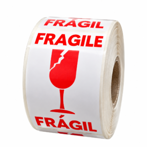 Broken Glass Fragil <br> 2 inch x 3 inch<br> 500 Labels Per Roll